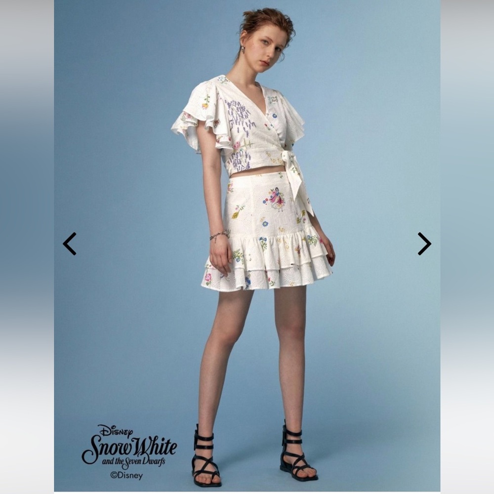 Saturday Club Snow White Eyelet Mini Skirt Set
